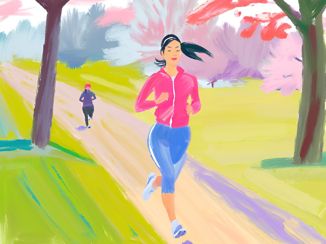 走る女性
